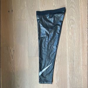 Black NIKE metallic foil crop pants xs